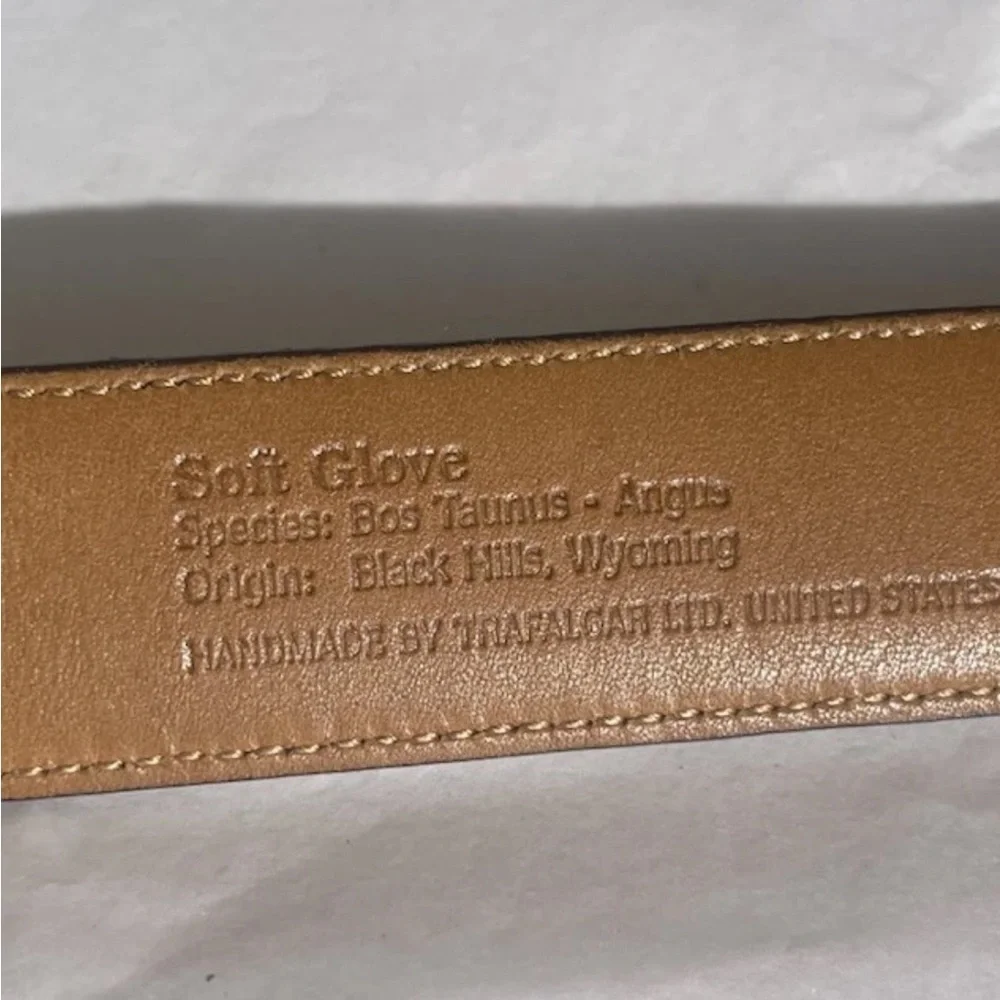 Trafalgar Men’s Belt Sz 42 BROWN Hand Made USA Soft Glove Leather Brass Buckle